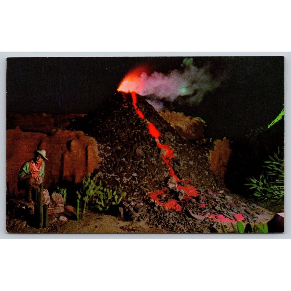 Vtg 1946 Knott's Berry Farm Postcard Volcano Ghost Town California Chrome W27